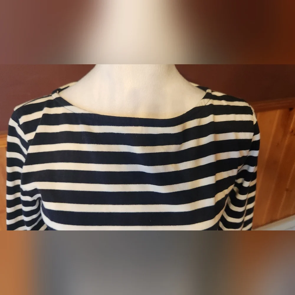 J. CREW XXS Black and White Striped Top with Tool Sleeve Spooky Halloween Top